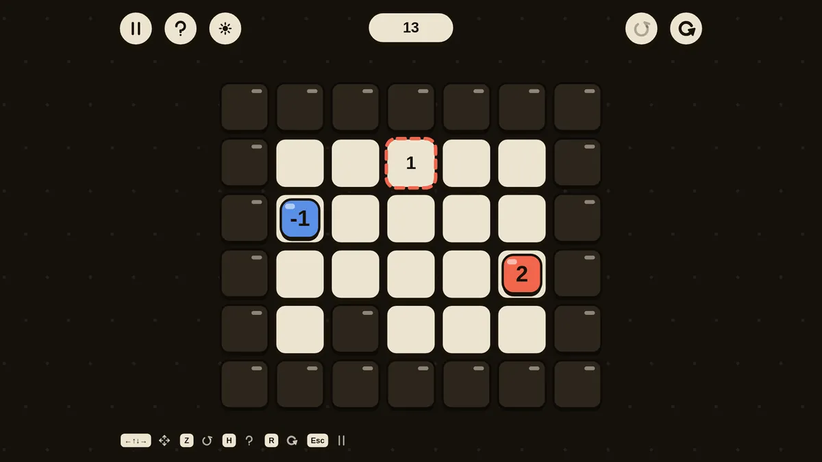SUMOO, dark board: minus tiles